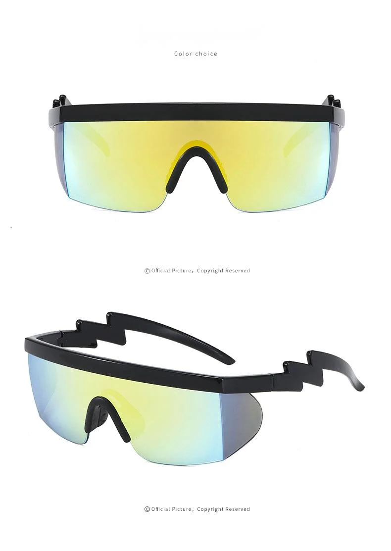 Nouvelles lunettes de soleil, lunettes de soleil une pièce européennes et américaines, lunettes de cyclisme pour Sports de plein air Lightning Leg, lunettes de soleil irrégulières_voghion.com