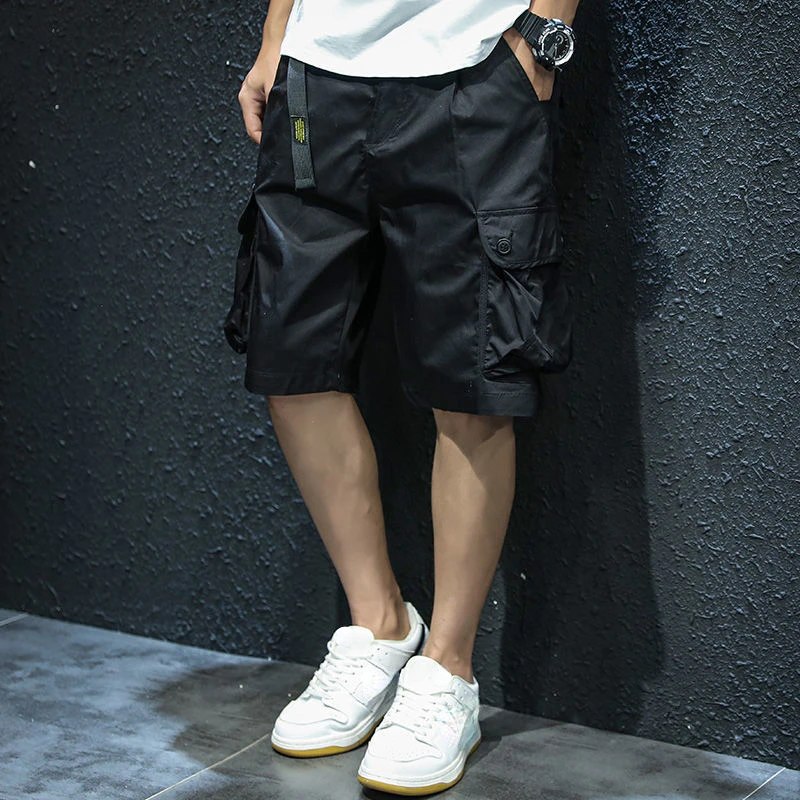 thumbnail image 1 of Pantalones cortos cargo para hombres grandes y altos, de diseñador, desgastados, bermudas cortas para hombre, de algodón, estilo urbano, holgados, con bolsillo delantero, pesados, Whate Y2, 1 of 4