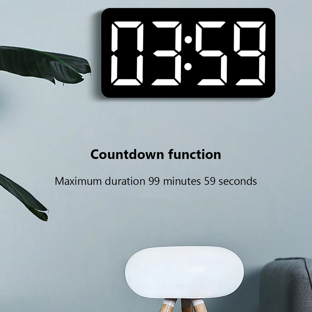 Digital Wall Clock LED Screen With Remote Control Temperature Humidity Display 10.5"