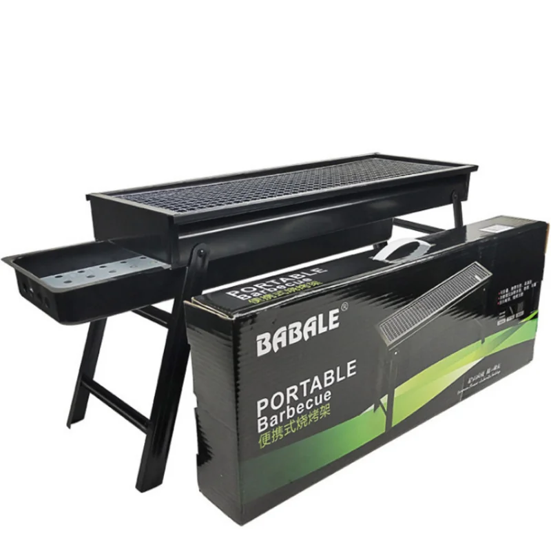 

Outdoor Camping Barbecue Grill Set Outdoor Patio Barbecue Grill Home Foldable Portable Simple Grill BBQ Black