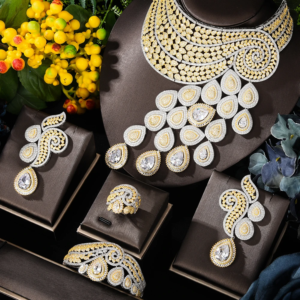 激安大特価 Siscathy 女性のためのエレガントなウェディングネックレス 花嫁のためのジュエリーセット イヤリング ブレスレット 返品交換 Www Carnavalkids Com