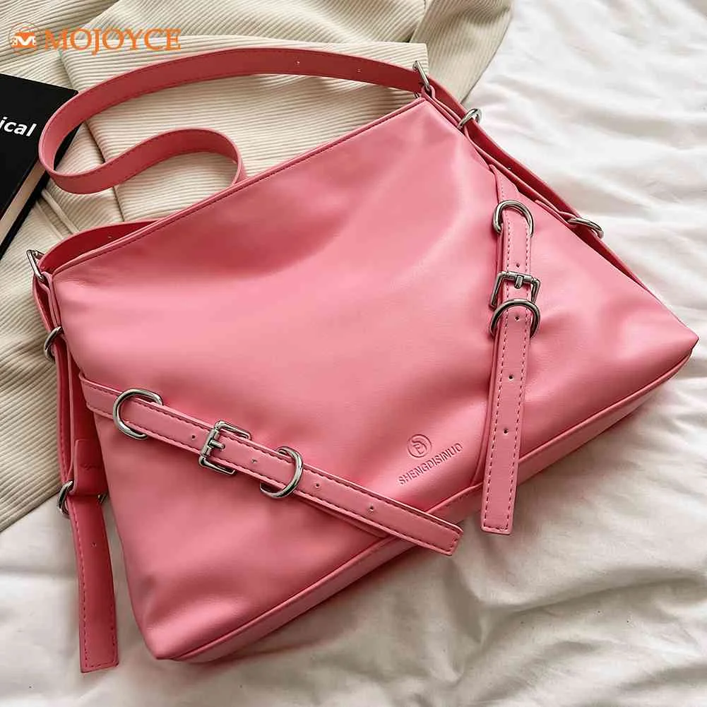 Women Messenger Bag PU Leather Handbag Solid Color Fashion Belt Design
