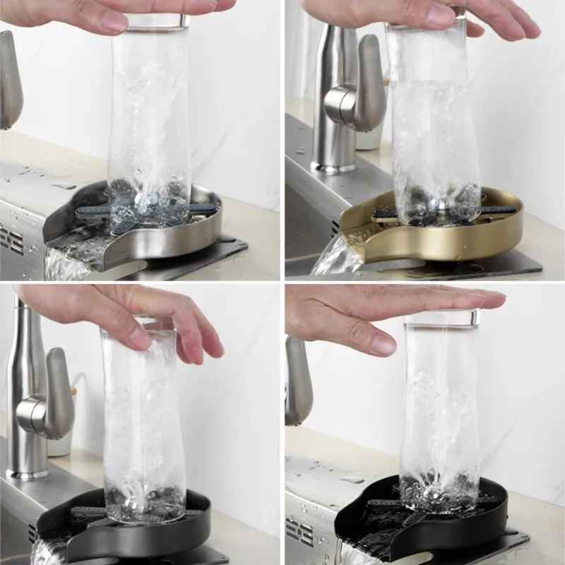Stainless Steel Cup Washer Glass Cleaner Bottle Washer Cup Cleaner for Kitchen Sink Restaurant Home Cafes Glass Cup Washer