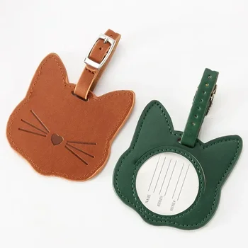 Simpatico gatto PU Etichetta per bagagli in pelle Valigia Etichetta per bagagli Borsa da imbarco per bagagli Nome portatile ID Indirizzo Titolare Accessori da viaggio