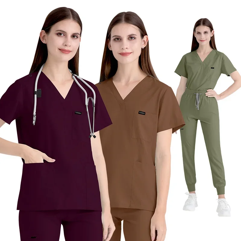 

Dental Hospital Operating Room Uniforms Hand Wash Tops+Pants Scrub Sets Doctors Nurses Hand Wash Suit Jogging Work Clothes
