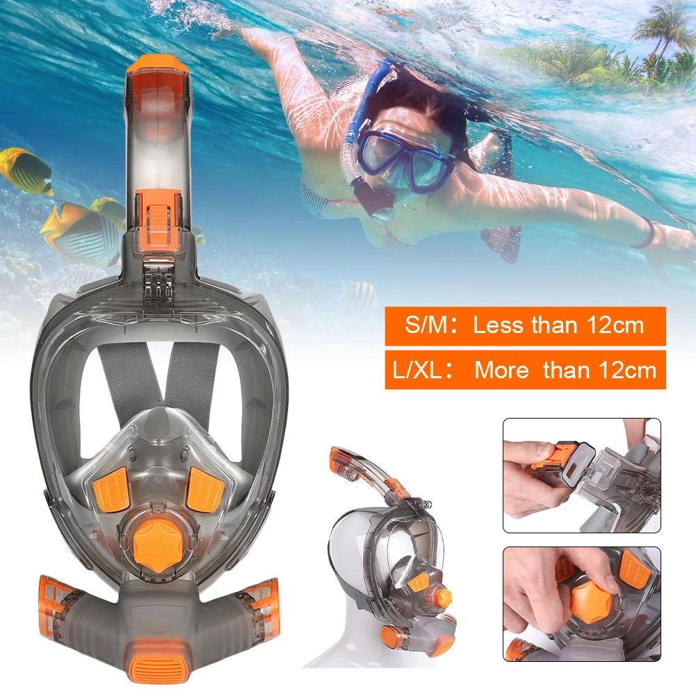 Underwater Snorkeling Mask Full Face 180° Wide View Anti Fog Scuba Diving Swimming Snorkeling Mask Swimming Equipment