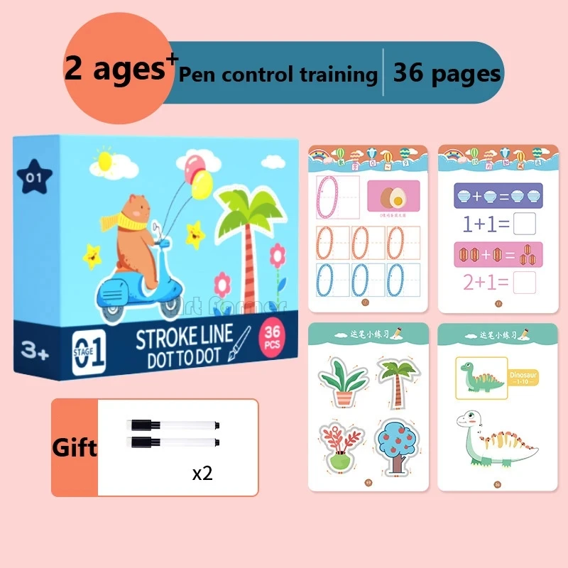 Magische Verfolgung Arbeitsbuch Kontrolle Trainings buch wieder verwendbare magische Praxis Heft Kinder Montessori Zeichnung Bildung Briefpapier
