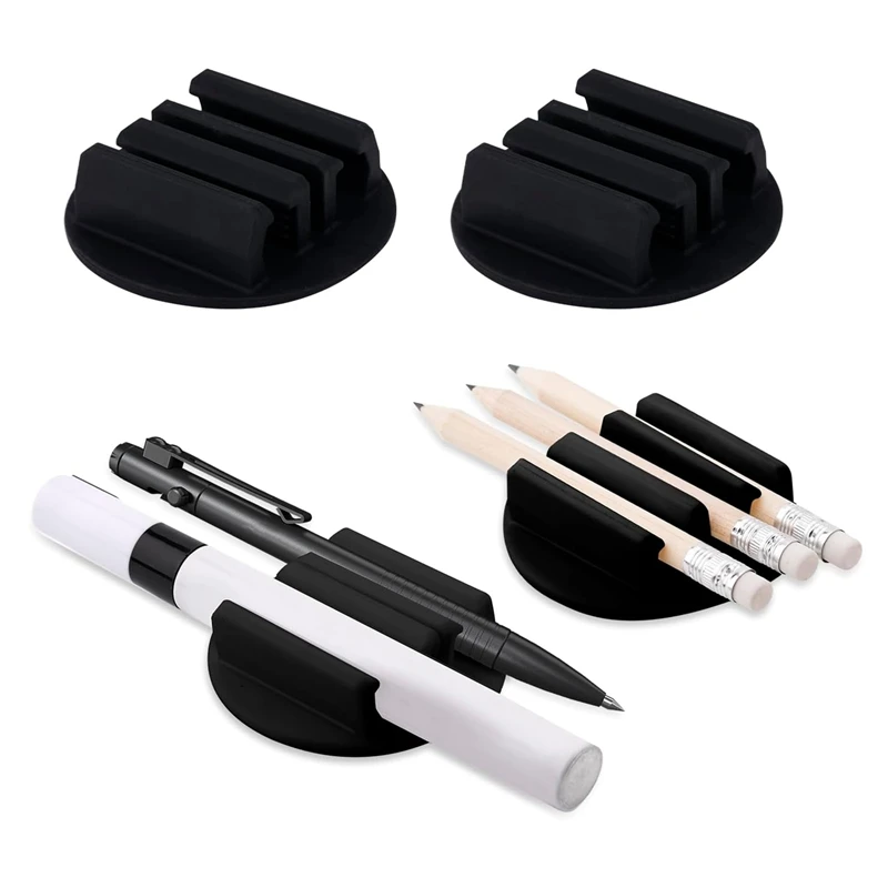 

4 Piece Adhesive Silicone Pen Holder, Pen Clip Set Marker Holder Black For Desk Clipboard And Other Flat Surfaces Pencil Holder