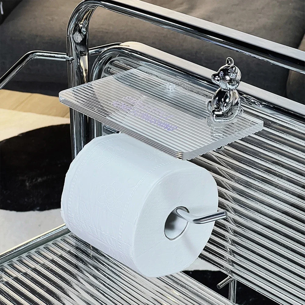 Luxury Gold Toilet Paper Holder with Shelf No Punching Acrylic Roll Paper Holder Tissue Hanger Bathroom Accessories 5