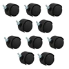 HOT SALE 10Pcs 6Mm Threaded Stem 40Mm Dual Wheel Rotatable Caster Black 1