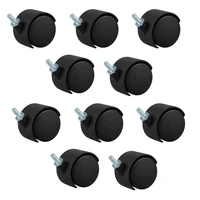 HOT SALE 10Pcs 6Mm Threaded Stem 40Mm Dual Wheel Rotatable Caster Black 1