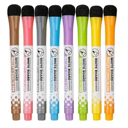 Vibrant Fine Tip Magnetic Whiteboard Markers with Erasable Caps - Set of 8 Colors for Home, School, and Office (8 color pen)