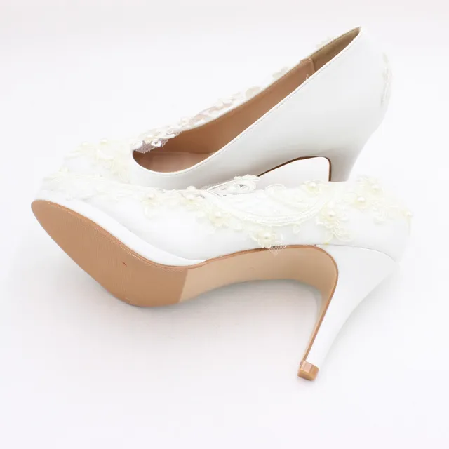 Manoletinas Mujer Zapatos De Novia Jamron Con Encaje Y Perlas