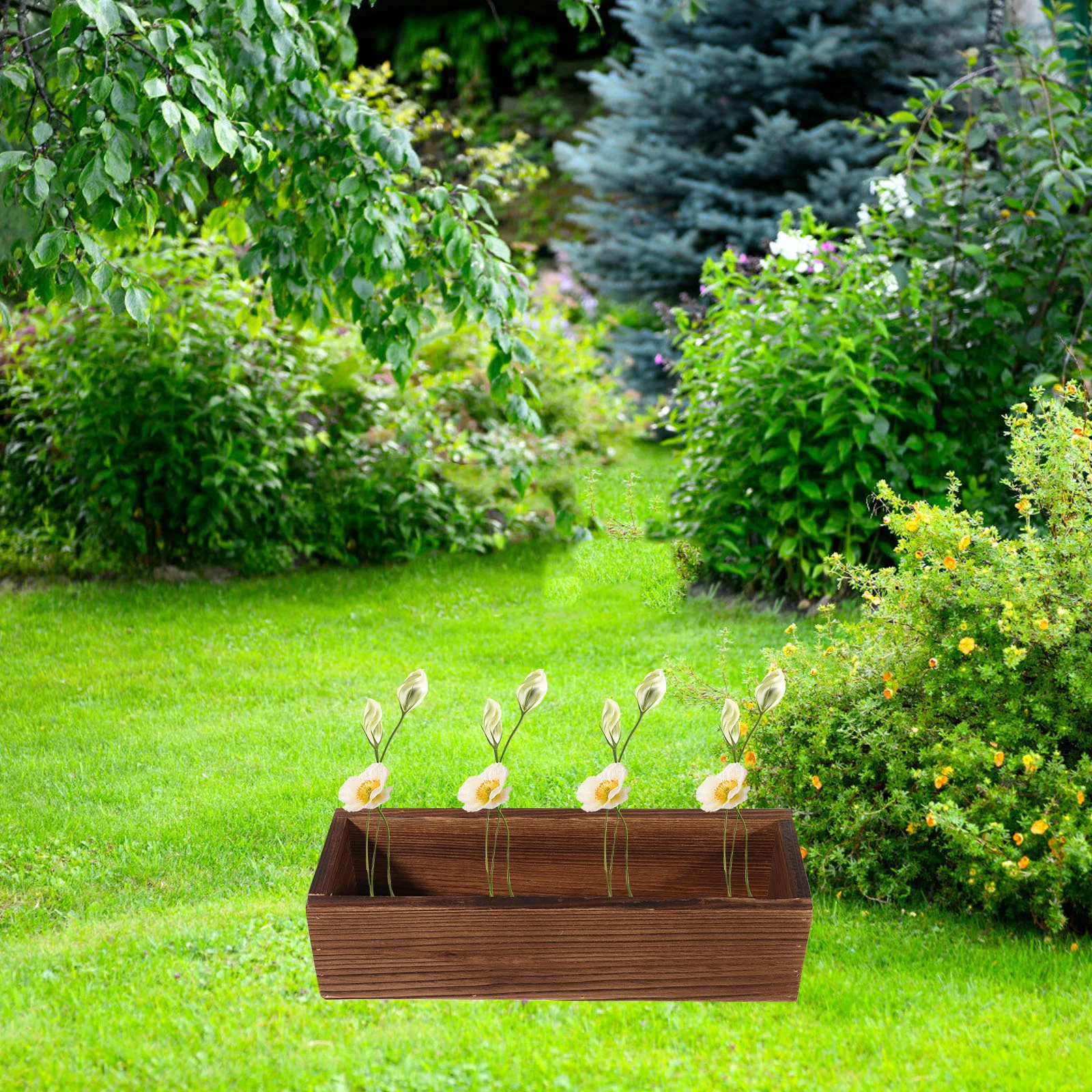 

Greenery Decor Wooden Flower Pot Rustic Rectangle Creative Holder Succulent Container Gardening Pots