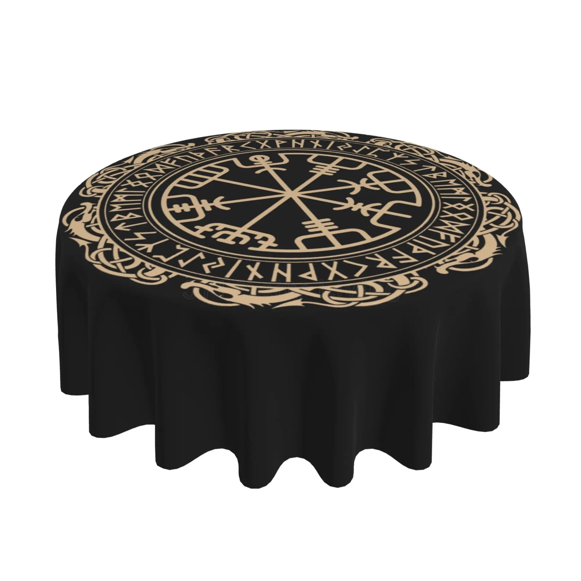 VikingNordicCelticSymbolRoundTablecloth60InchWashableTableCoverClothforParty