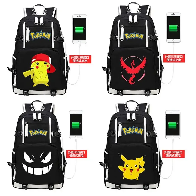 

Pikachu Charging School Bag Peripheral Animation Two-dimensional Backpack Student Trendy Computer Bag Zipper Shoulders