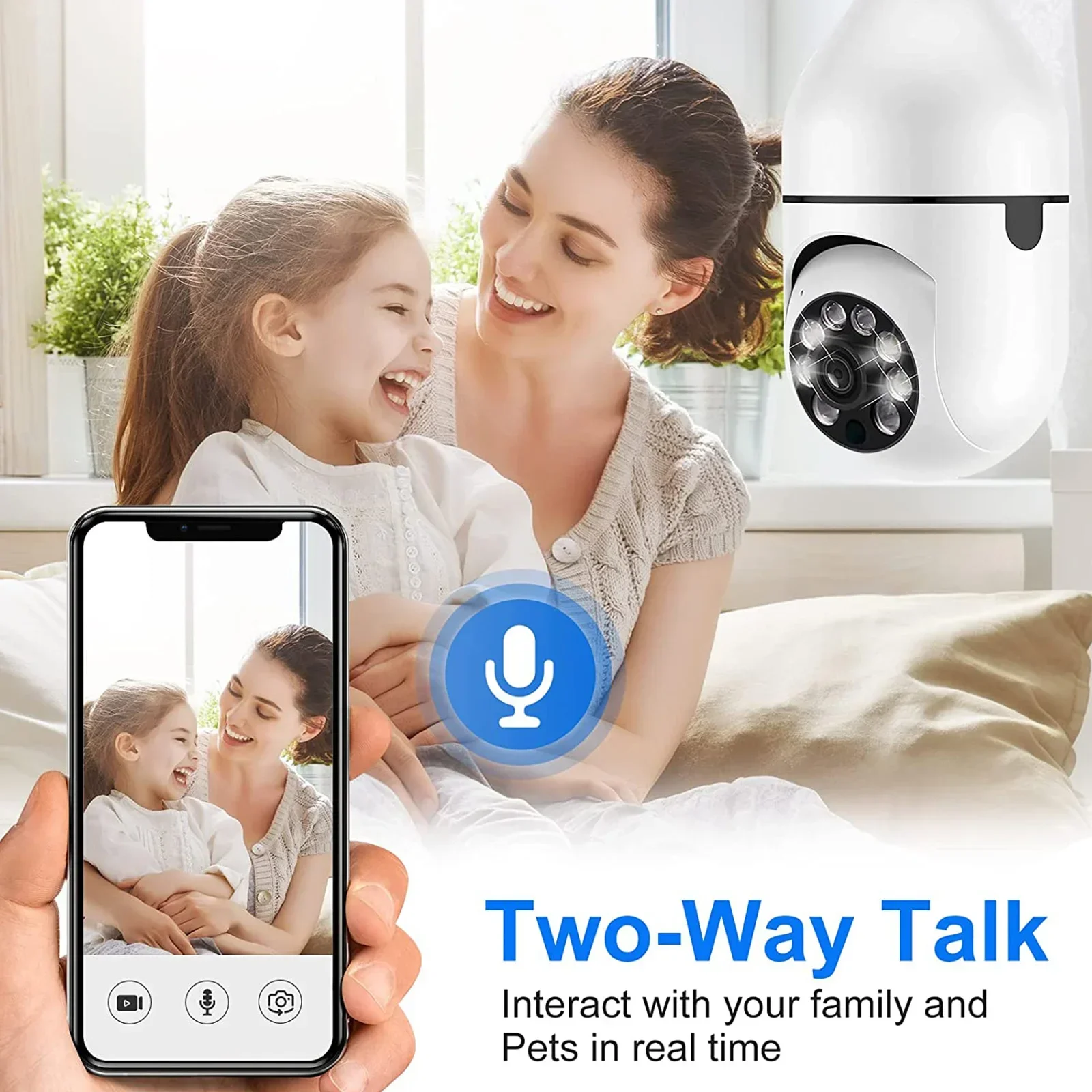 3MP Bulb E27 Surveillance Camera 1080P Full Color Night Vision Human Tracking Zoom Indoor Security Wifi Mini IP Camera V360PRO 4