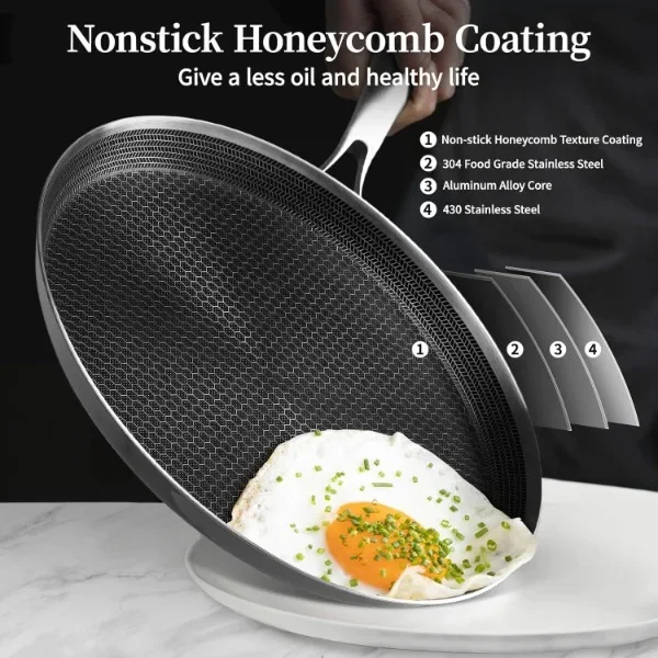 Stainless Steel Crepe Pan - 11inch Nonstick Crepe Pan, Stainless Steel Honeycomb Coating Pancake Pan 2