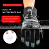 Black Winter Warm Full Waterproof Fingers Cycling Outdoor Sports Running Motorcycle Snowboard Touch Screen Fleece Skiing Gloves 2