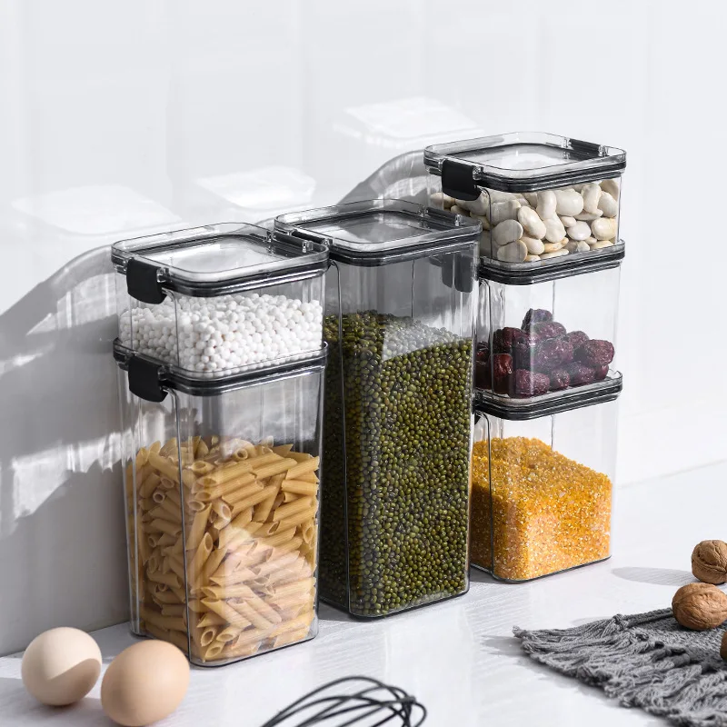 Kitchen Airtight Food Storage Containers With Lid Pantry Bpa Free Plastic  Clear Cereal Organization For Flour Sugar Rice Baking - Storage Boxes & Bins  - AliExpress