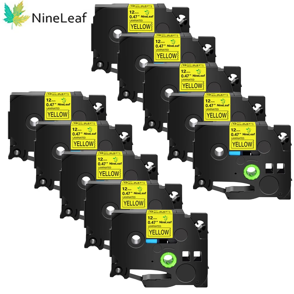 Fita de Etiqueta Nineleaf Compatível com Irmão Tze631 Tz631 Polegadas 12 mm para P-touch D210 H100 H110 D600 D400 10 Peças