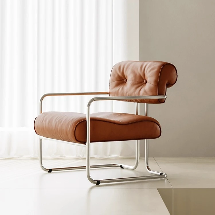 Vintage Bauhaus Single Lounge Chair, Wabi-Sabi Stainless Steel