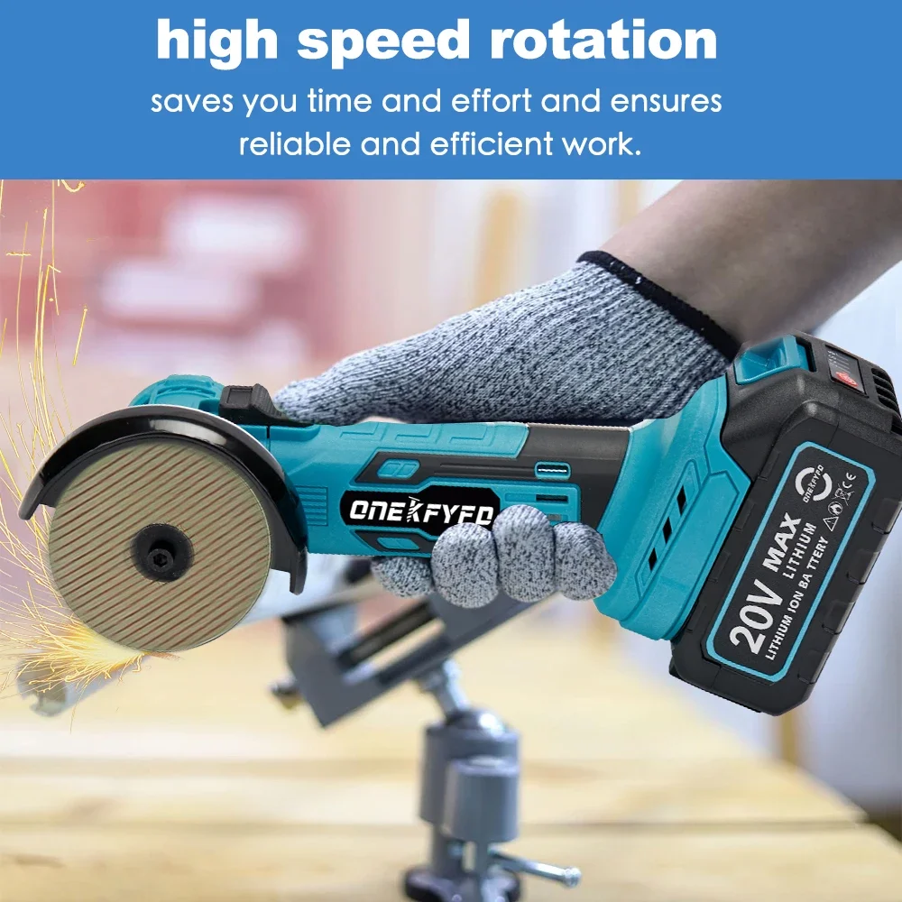 Brushless Mini 3inch Electric Angle Grinder Rechargeable 180&deg; Rotation Polishing Machine For 18V Makita Battery
