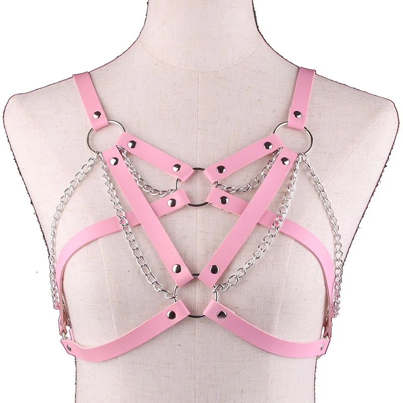 Gothic Bondage Harness Lingerie Aus Pu Leder Für Damen_voghion.com