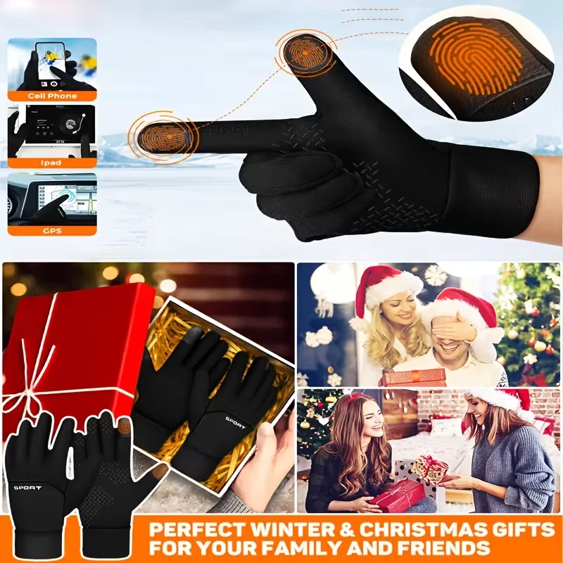 1Pair Warm Gloves, Bicycle Gloves, Outdoor Gloves, Touch Screen Gloves, Winter Gloves, Reinforced Stitching, Christmas Gifts