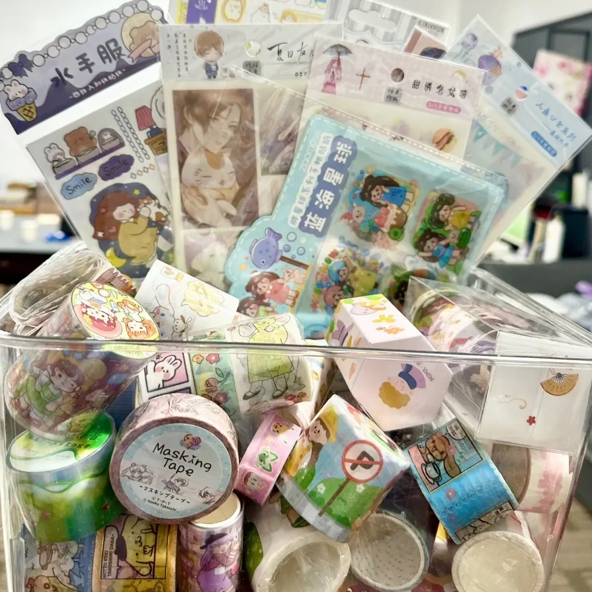 500g Random Washi Tape Set 50-60 Pcs No repeat Stationery Stickers Adhesive Masking Tape Scrapbooking Kawaii Journal Supplies 6