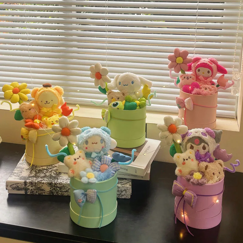 

New Sanrio Flower Bundle Hugging Bucket Cartoon Doll Flower Bundle Gifts Wan Christmas Birthday Flower Girlfriend Surprise Gifts