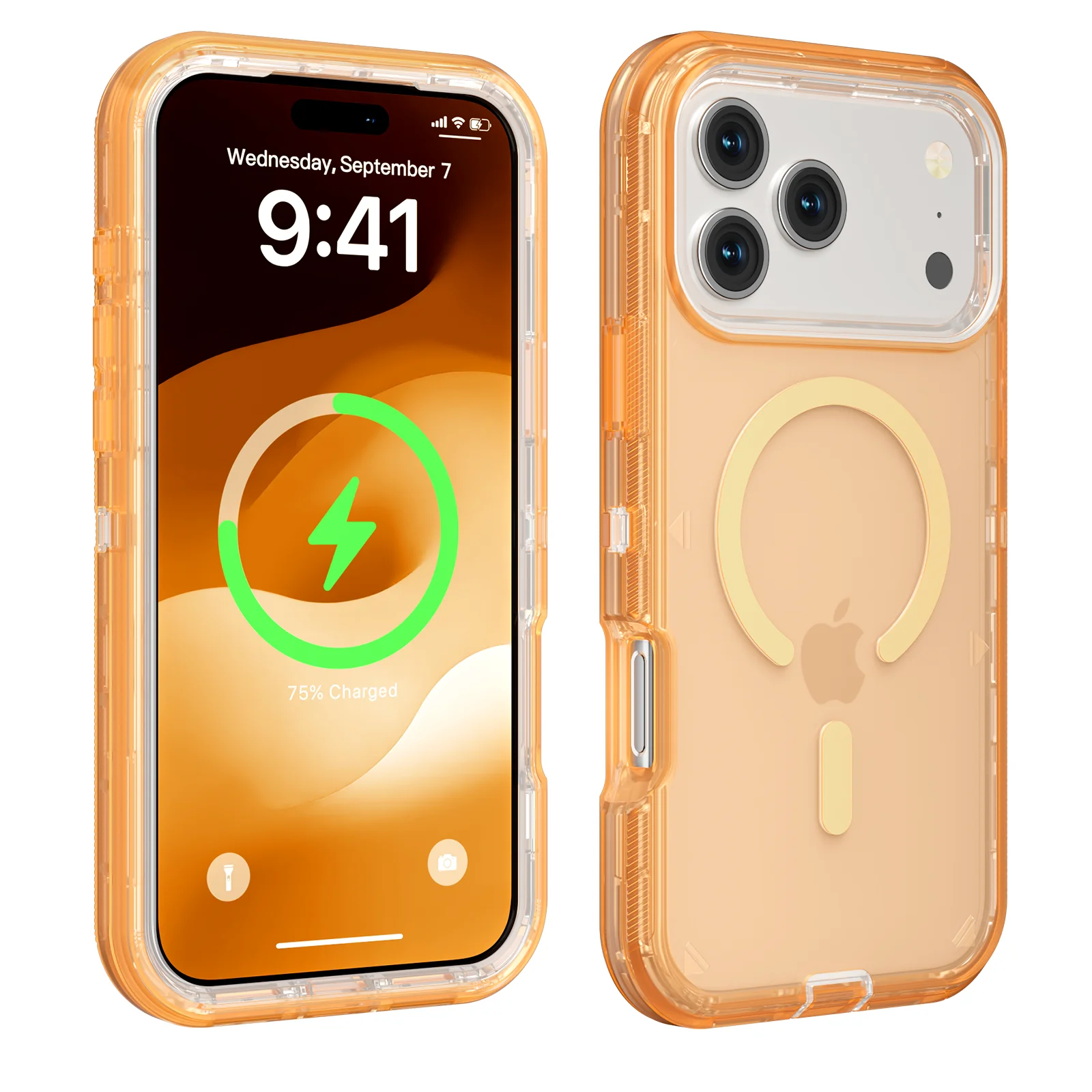 3-in-1 Military Armor Clear Magnetic Charging Case with Enhanced Shockproof Cover