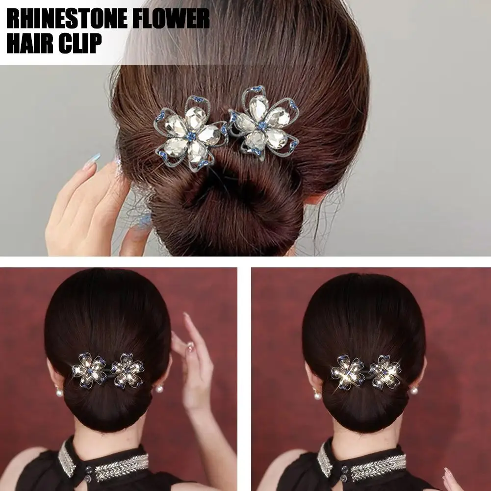 

Women Crystal Flower Hair Clip Barrette Magic Roll Tool Hair Holder Tool Ponytail Bun Hair Hairpin Styling T2R9