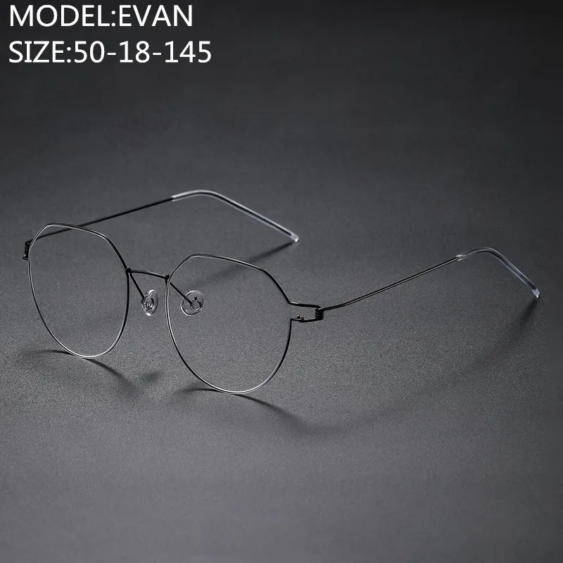 Denmark Brand Titanium Ultralight Screwless Glasses Frame Men Optical Prescription Eyeglasses Women Myopia Round Eyewear Evan