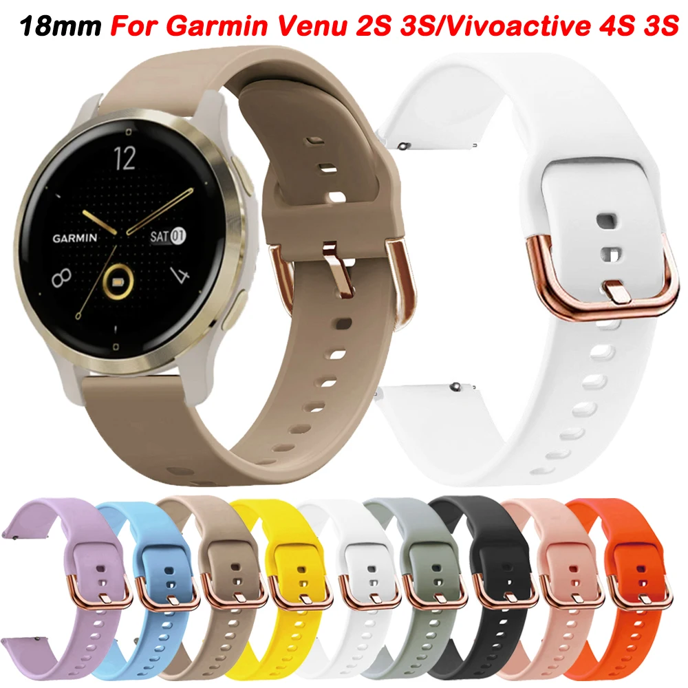 Cinturino 18 Mm In Silicone Per Garmin Venu 2S, Vivoactive 4S, Vivomove 3S - Grigio