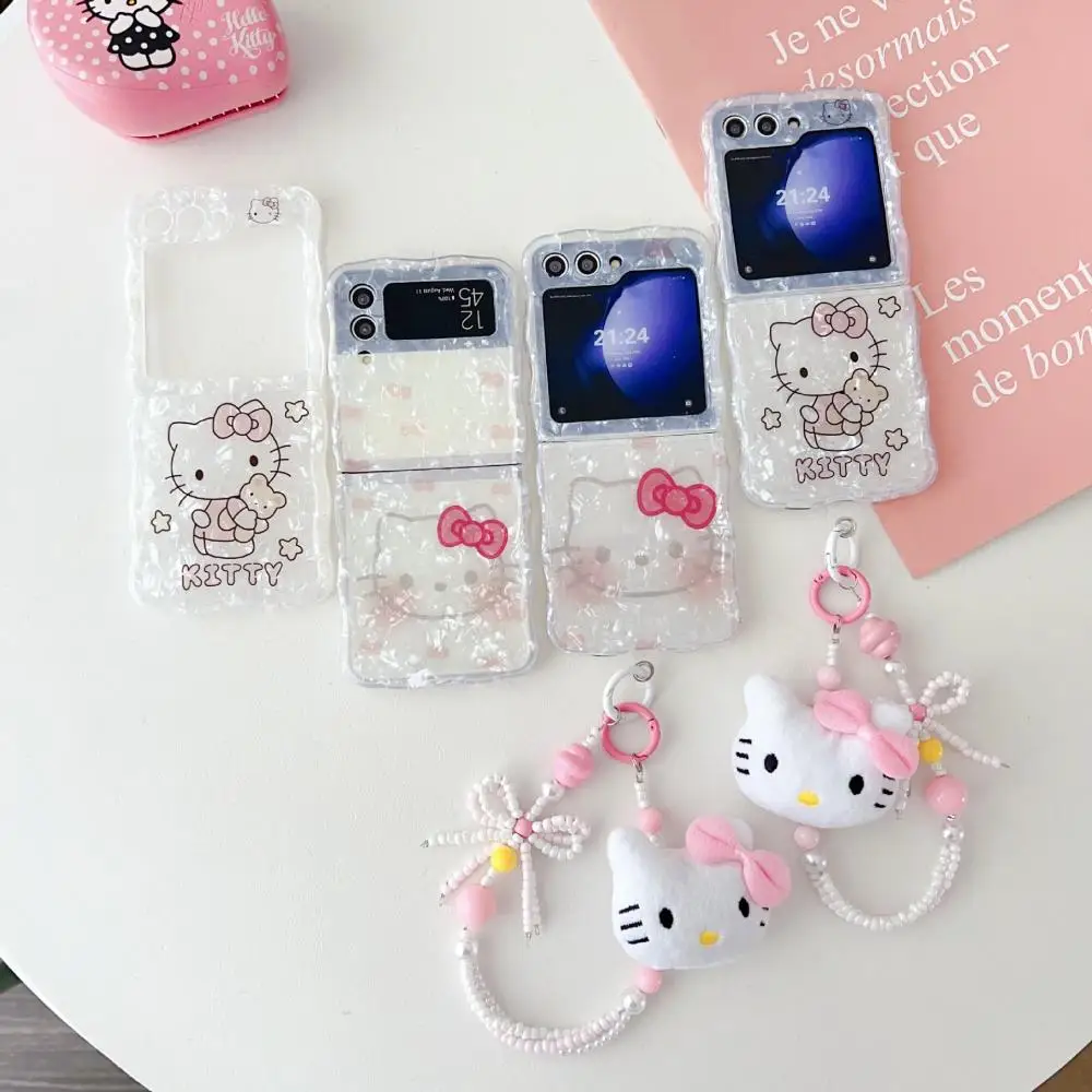 

Sanrio Hello Kitty мультфильм чехол для телефона Samsung Galaxy Z Флип 3 4 5 мягкий силиконовый ударопрочный бампер полная Защита задняя крышка