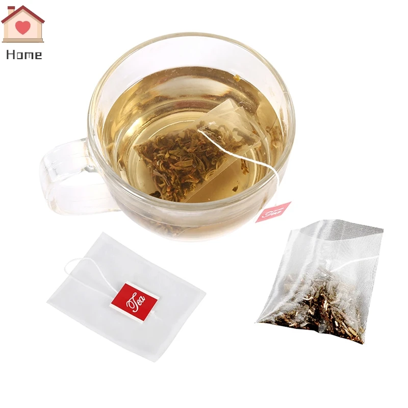 Transparent Nylon Teabags Empty Tea Bags Disposable Nylon Tea Bags with String Heal Seal Filter Bag 100Pcs