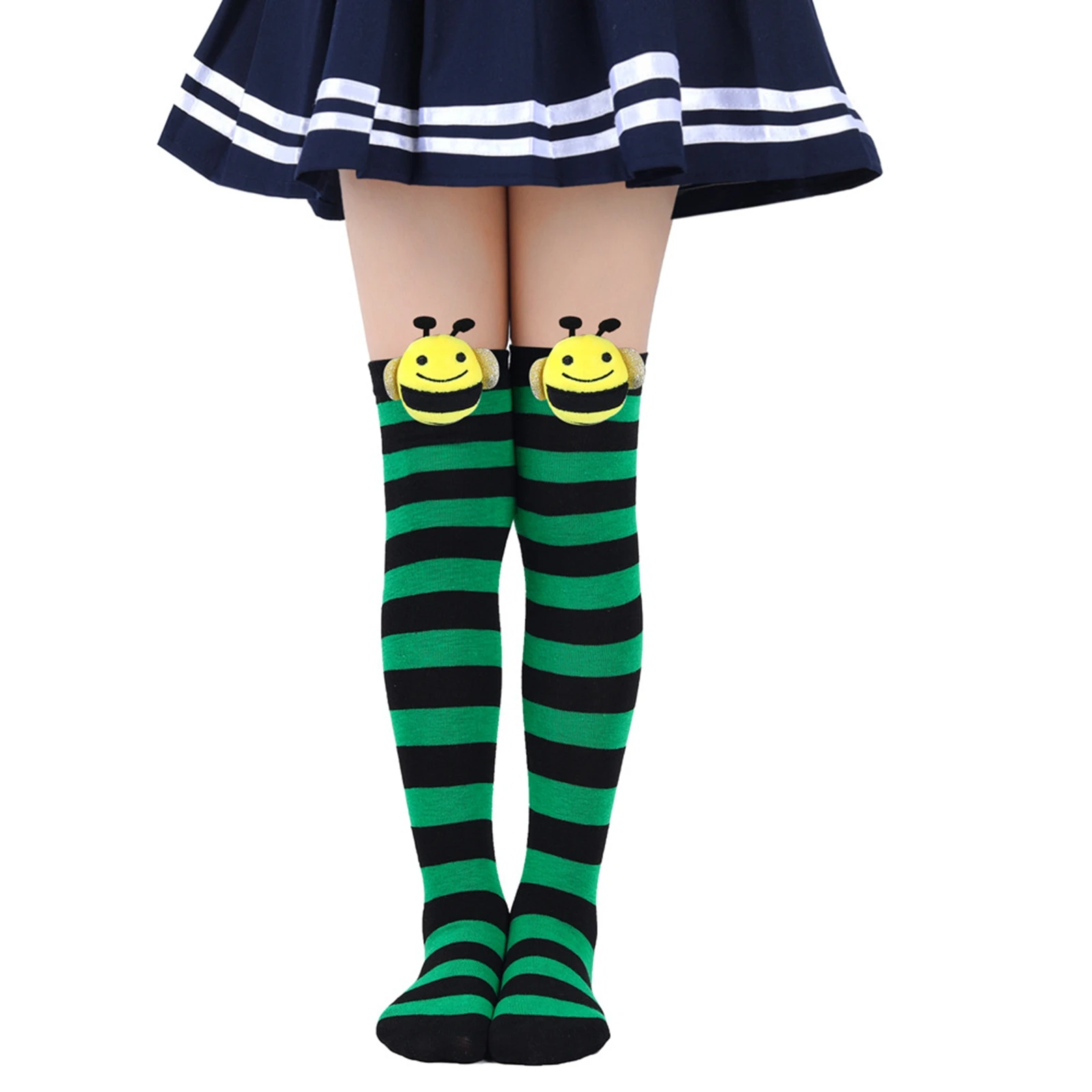 Kids Baby Girls Knee High Socks Cosplay Striped Stockings for Halloween Party Toddlers Bee Decor Thigh High Tube Socks