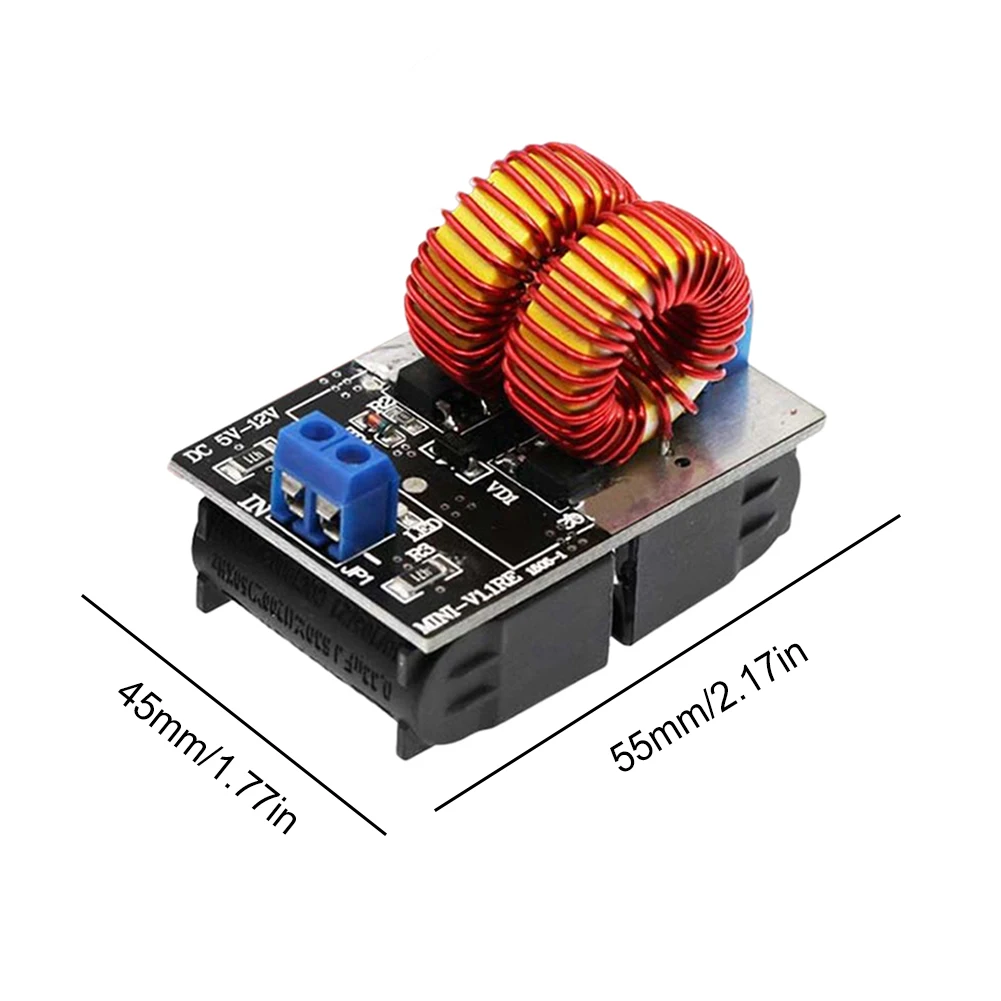 DC 5-12V Mini ZVS Low Voltage Induction Heating Power Supply Module 120W High Frequency Induction Heating Board with Heater Coil