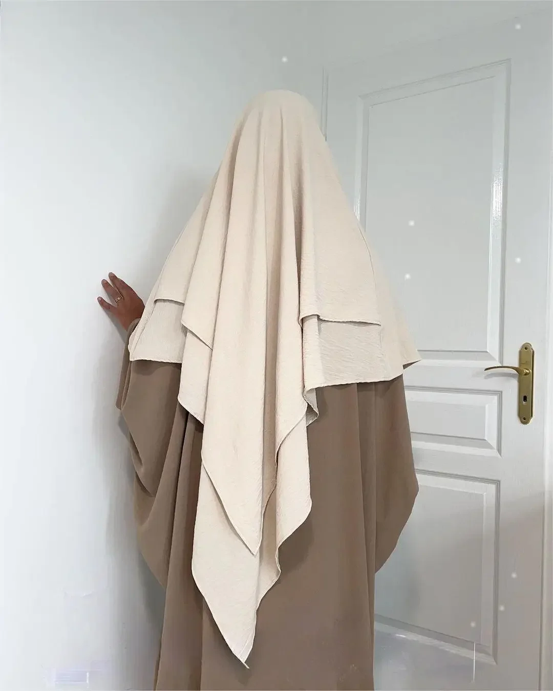2 Layer Khimar Hijab Crepe Ramadan Eid Prayer Clothes Jilbab Muslim Long Headcarf Hijabs for Woman Islamic Saudi Turkey Niqab