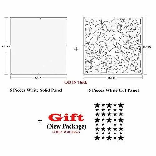 Room Safety Pvc Panel Screen Bird Flower Decoration 15.7"x15.7"x0.032" 12pcs room divider screen
