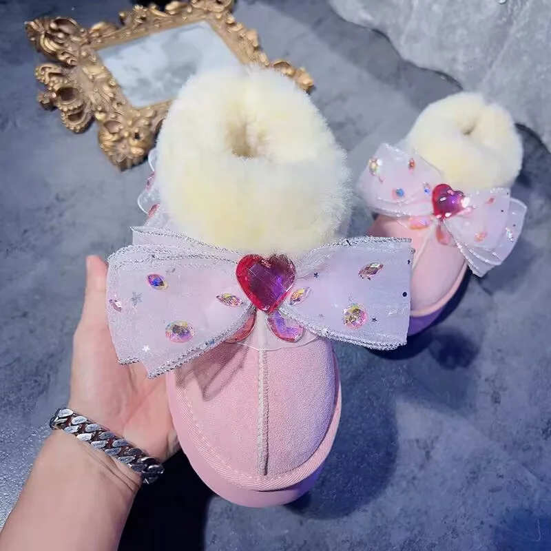 

Женские ботинки из лисьего меха со шнуровкой и бабочкой, Размеры 35-40