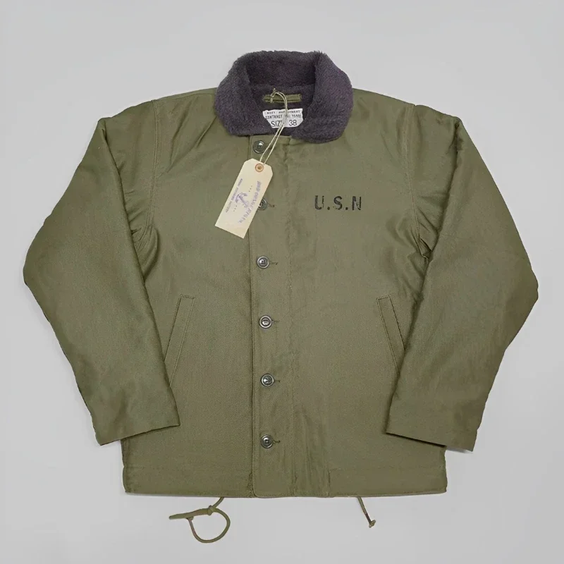BOB DONG 1940's N-1 Deck Jacket Vintage Military Style Warm Wool Lining Men's Outerwear 3