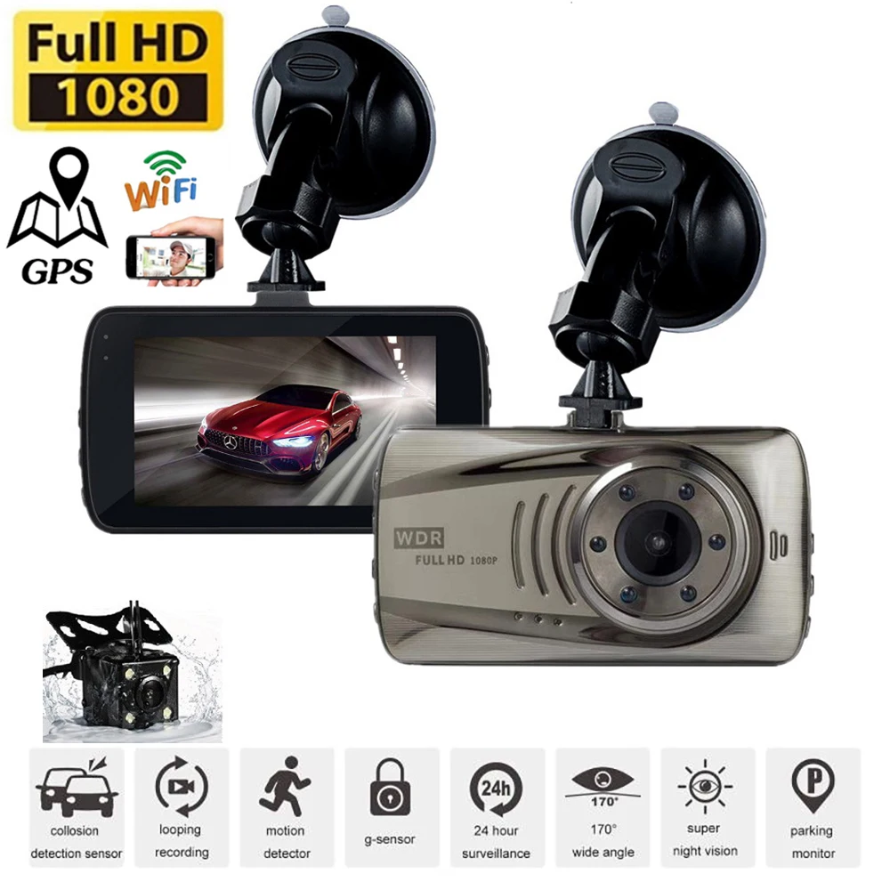 

Автомобильный видеорегистратор, Wi-Fi, 1080P Full HD, камера заднего вида, Автомобильный видеорегистратор с ночным видением, Автомобильный видеорегистратор, GPS-регистратор, автомобильные аксессуары