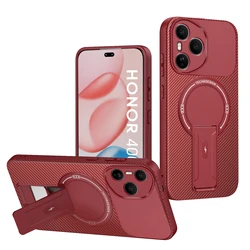 Custodia con Supporto Magnetico di Lusso in Carbonio | Cover Posteriore per Telefono con Ricarica Wireless