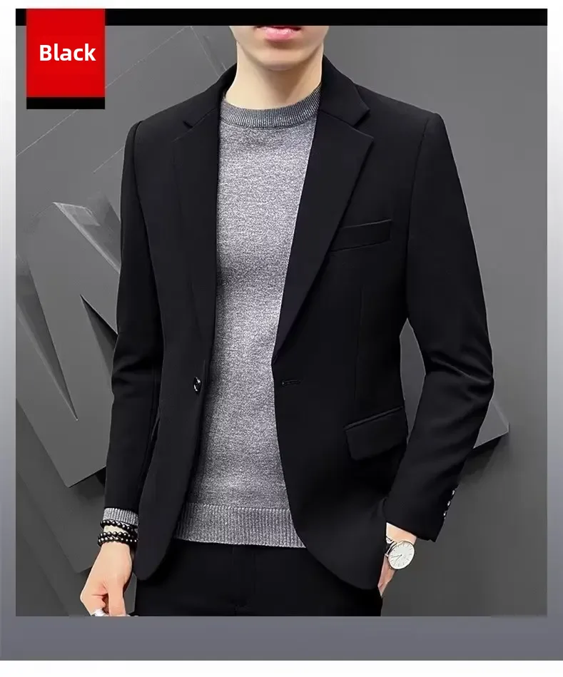 Description Picture 4 of item2024 Korean Trendy Men's Suit Top Stylish Loose-fit Hong Kong Style Jacket For Spring Autumn Versatile Casual Clothes