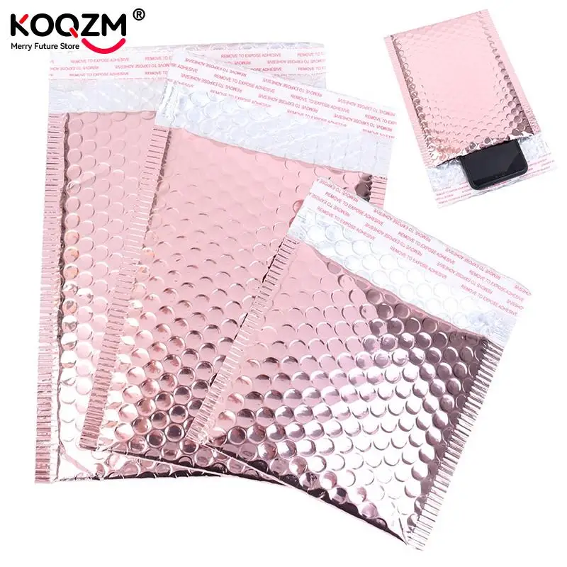 10pcs Rose Gold Bubble Envelope Foam Foil Shipping Mailing Bag Bubble Mailer Envelopes For Gift Packaging 15x13cm/18x23cm