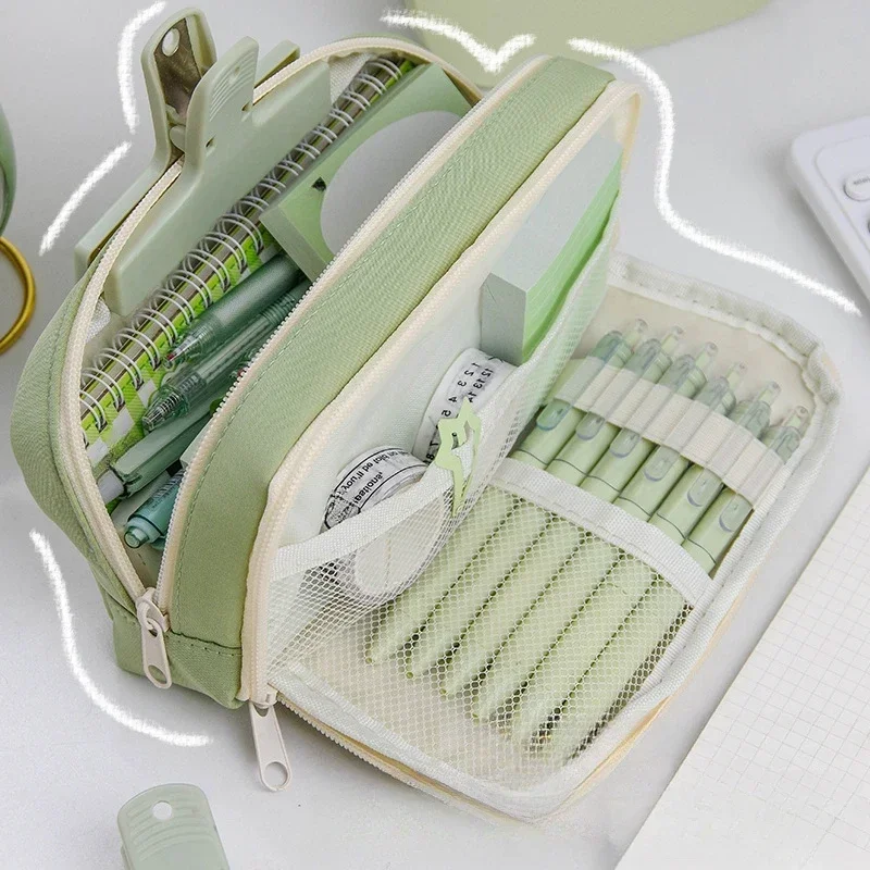 

Большой хлопковый флип-чехол на молнии, большой шнур для творчества, вместительный школьный симпатичный пенал для канцелярских принадлежностей