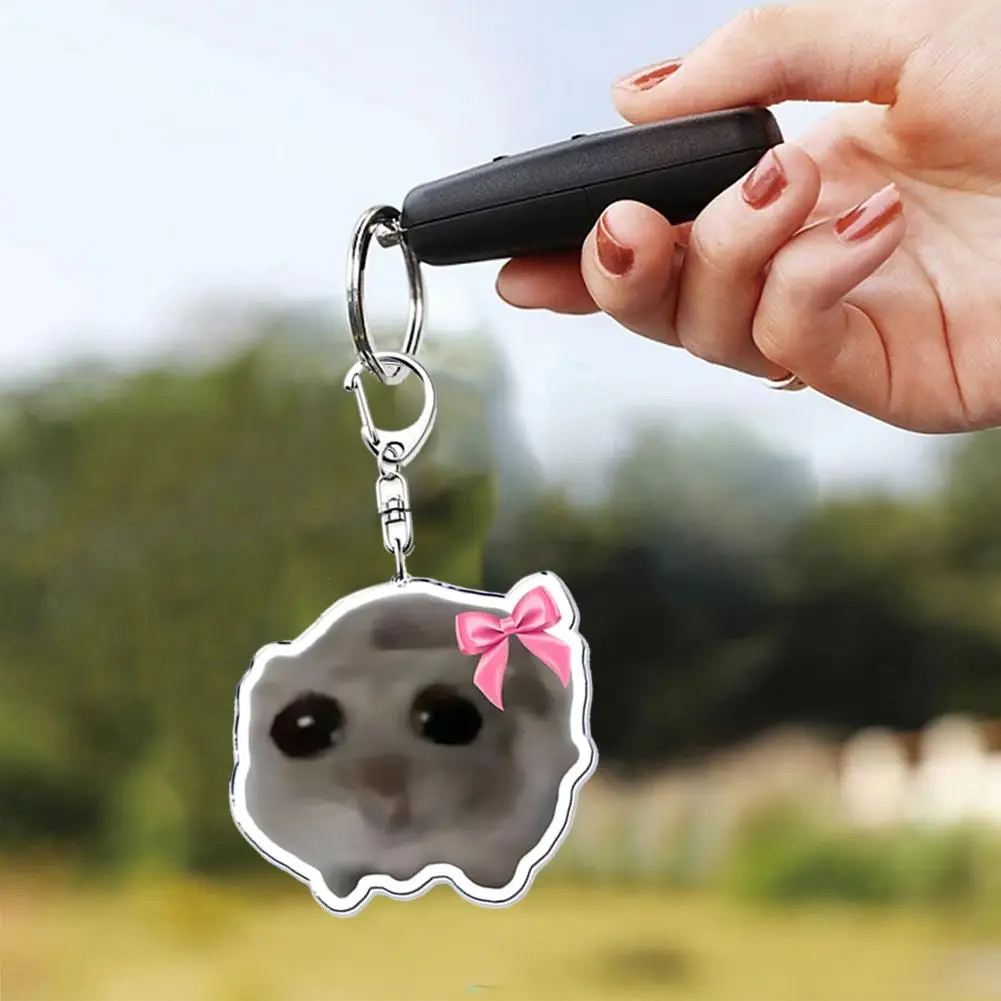 Funny Meme I Am Just A Girl Sad Hamster Key Chain Popular Key Chain Keychains For Bag Pendant Keyring Jewelry Fans Gifts
