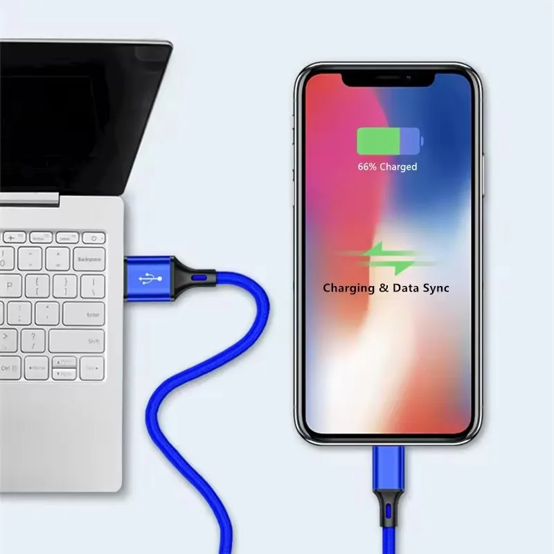 나일론 편조 고속 충전 USB 케이블 (아이폰 14 13 12 11 Pro XS Max XR X 8 7 6S Plus용) 퀵차저 데이터 케이블 0.25m 1m 2m 3m